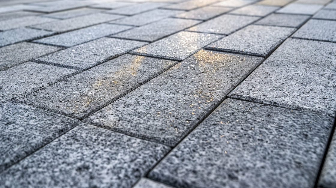 Commercial granite paving stones installed on project