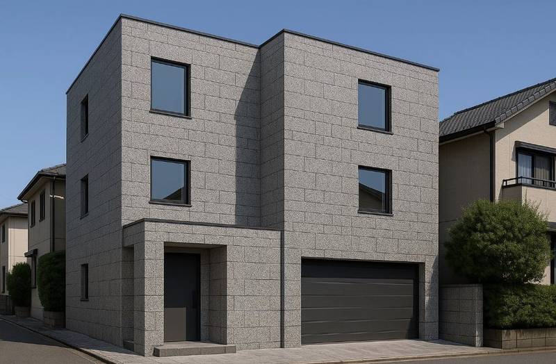 Granite-clad modern residential building