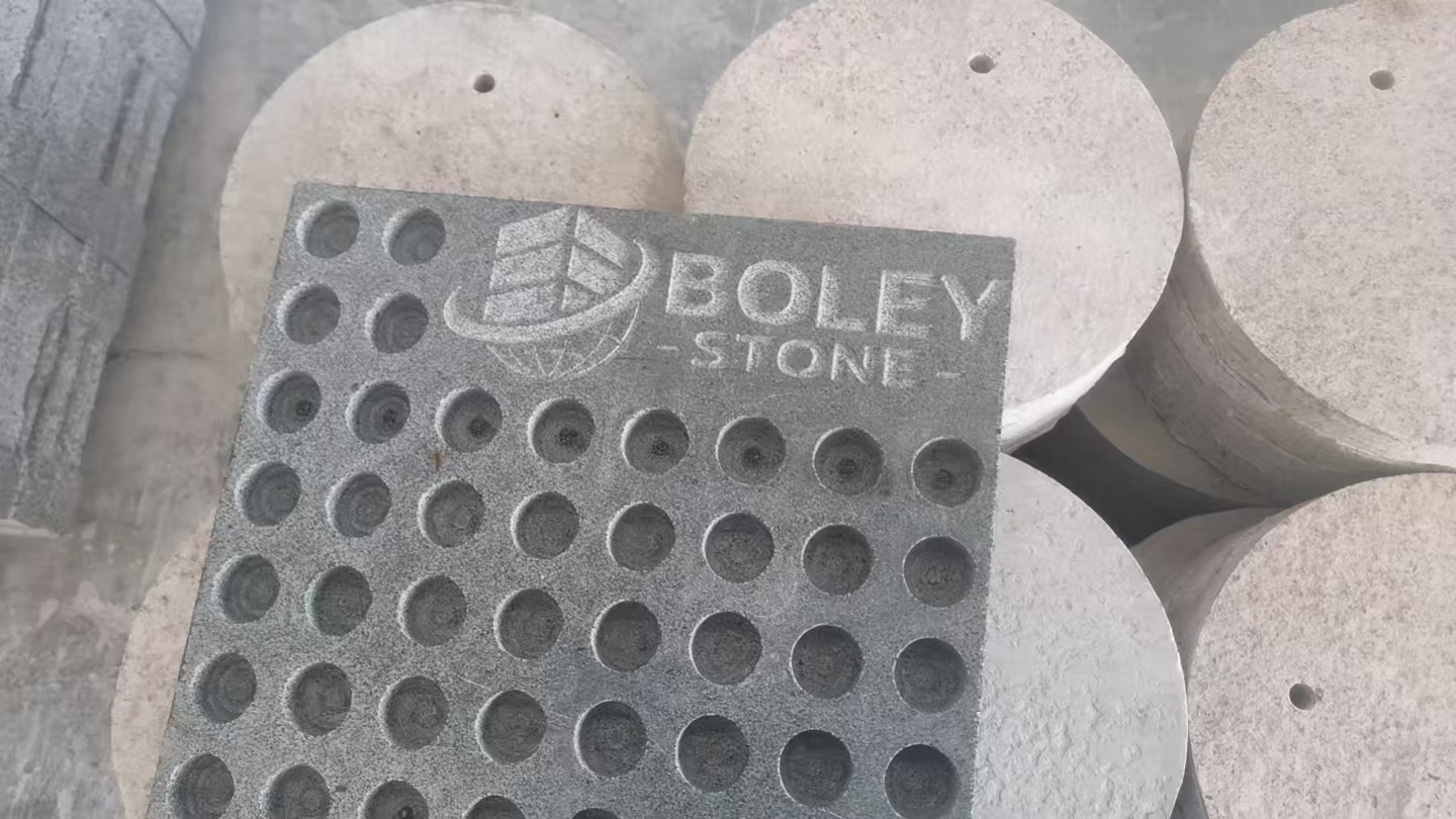 Detail of integrated stone tactile studs